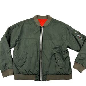 NIKE Green Zip Bomber Jacket Reversiblle Orange Quilted Flight Coat XXL 20-22